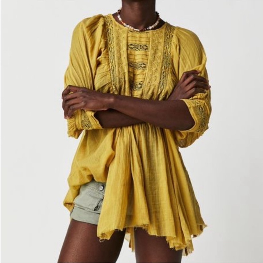 New Free People One Finley Tunic in Dried Palm Top